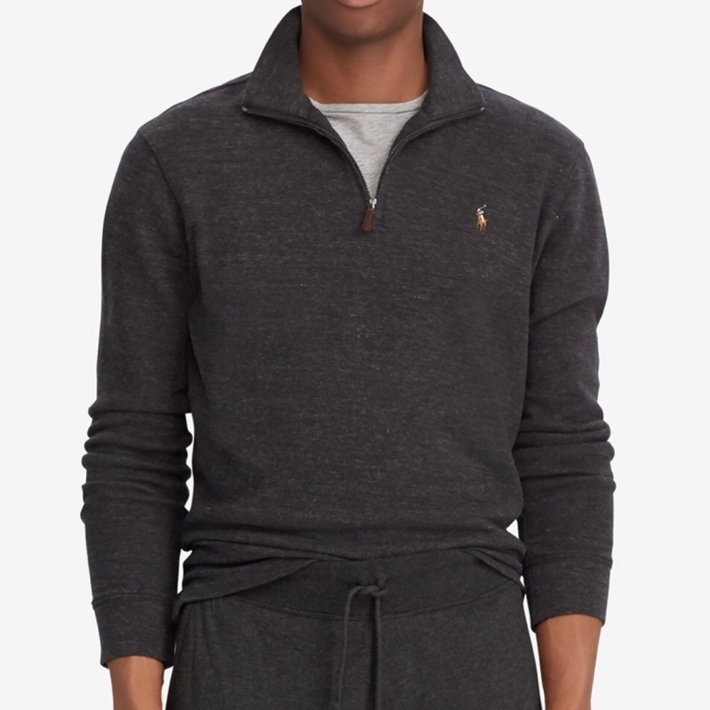 Polo Ralph Lauren Quarter Zip Pullover XL Black Estate Rib Cotton Sweater Men